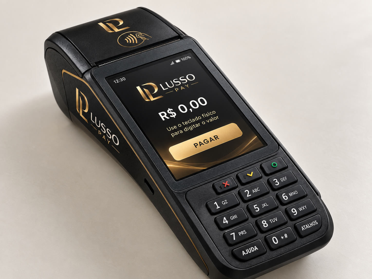 Conceito visual de terminal Lusso Pay